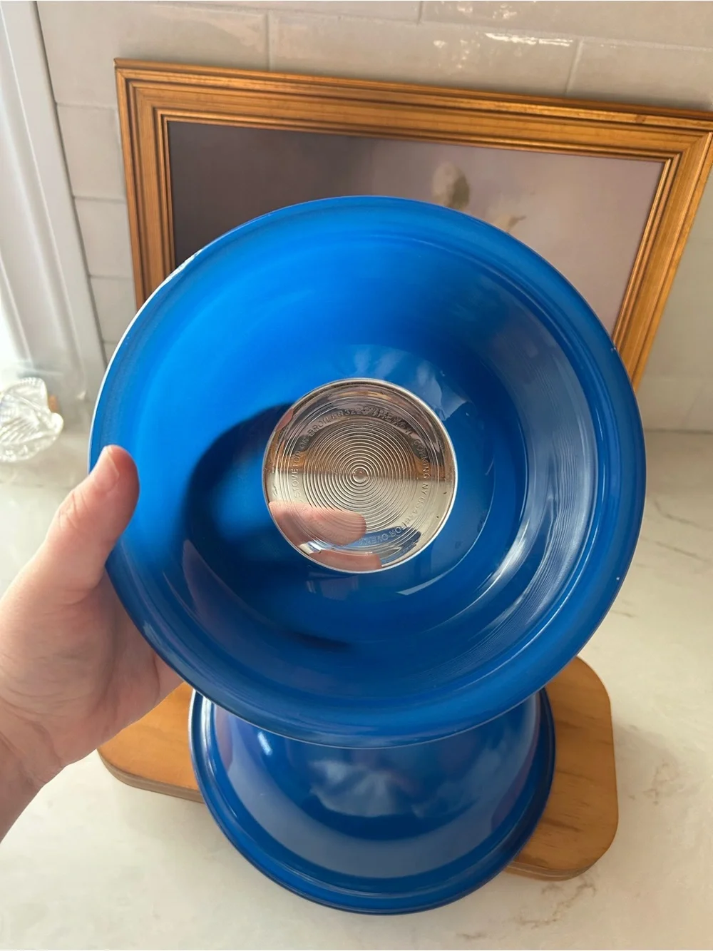 Vintage PYREX Blue Clear Bottom Mixing Bowls 322 323 Set of 2